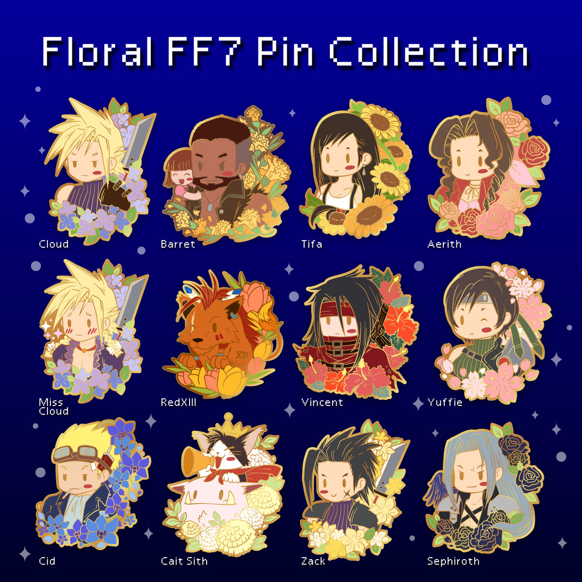 Vincent Valentine - Final Fantasy 7 Floral Pin – Shinnoyume