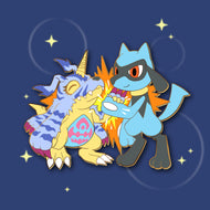 Wolf Bond! Riolu & Gabumon : Digimon-Pokemon Friendship Enamel Pin