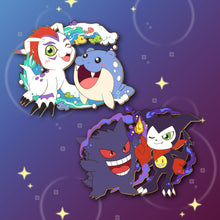 Load image into Gallery viewer, Surfing Fishes! Spheal &amp; Gomamon : Digimon-Pokemon Friendship Enamel Pin