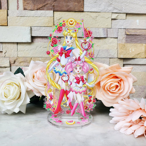 Double Moon Bloom - Moon & Chibimoon - Sailor Moon Flowery Acrylic Stand