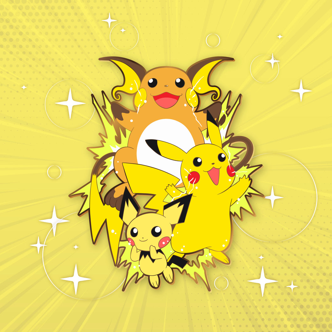 Pikachu : Raichu - Pokemon Evolution Enamel Pin