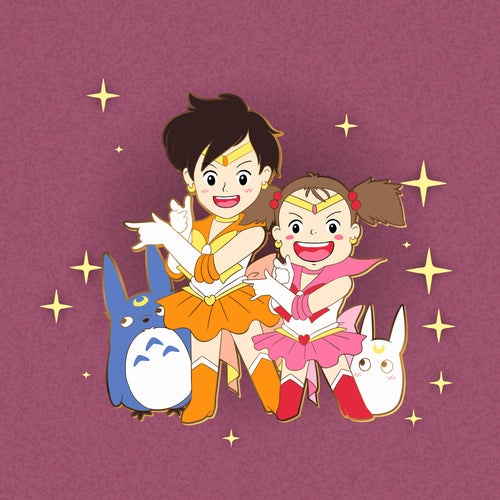 Sailor Satsuki & Sailor Mei (My Neighbor Totoro) - Sailor Ghibli Enamel Pin