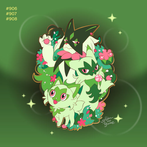 Sprigatito : Meowscarada - Pokemon Evolution Enamel Pin